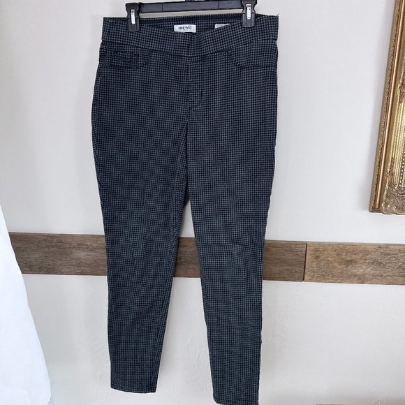 Nine West Jeans Houndstooth Leggings Gray Black Heidi Pull-On Skinny 10‎ - Picture 2 of 6